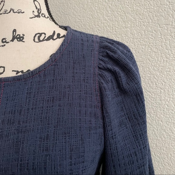 Anthropologie Navy blouse with Balloon sleeves - Picture 2 of 5